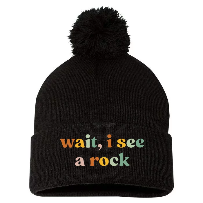 Wait I See A Rock Pom Pom 12in Knit Beanie