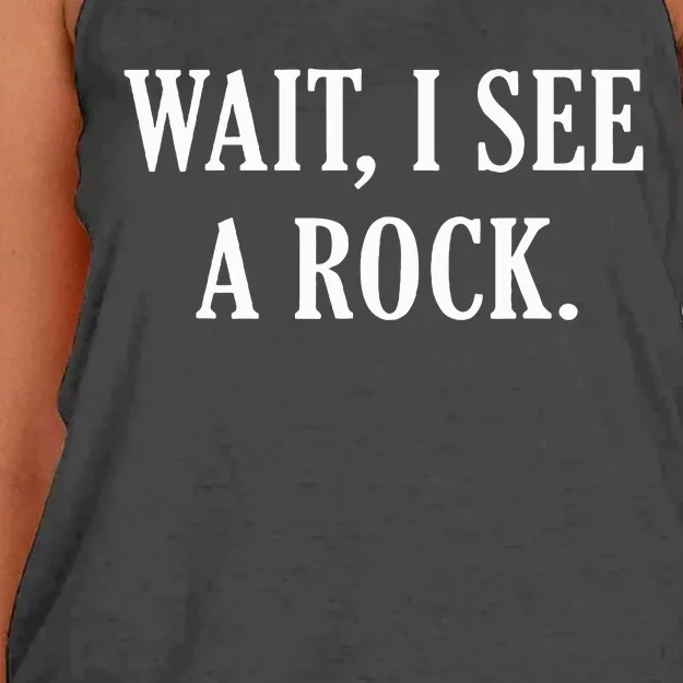 Wait I See A Rock Funny Geology Lover Women's Knotted Racerback Tank