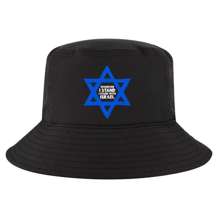 Wherever I Stand I Stand With Israel Jewish Distressed Cool Comfort Performance Bucket Hat