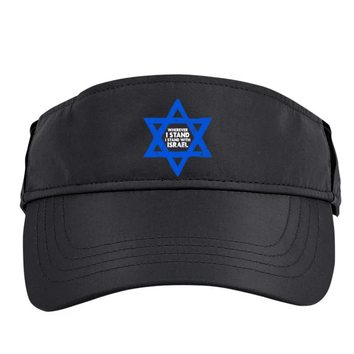 Wherever I Stand I Stand With Israel Jewish Distressed Adult Drive Performance Visor