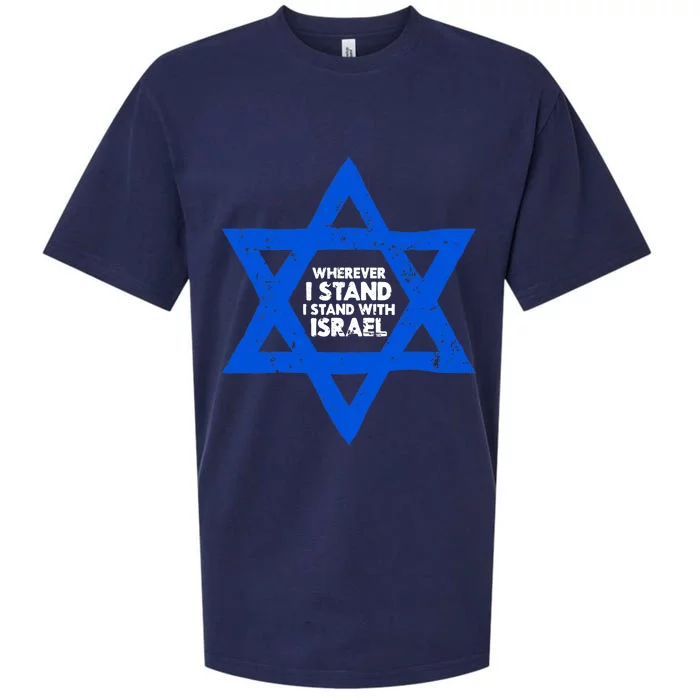 Wherever I Stand I Stand With Israel Jewish Distressed Sueded Cloud Jersey T-Shirt