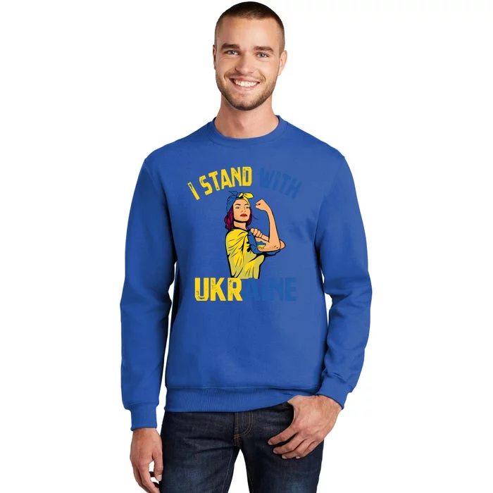 Wo I Stand With Ukrain Support Ukraine Flag Gift Tall Sweatshirt