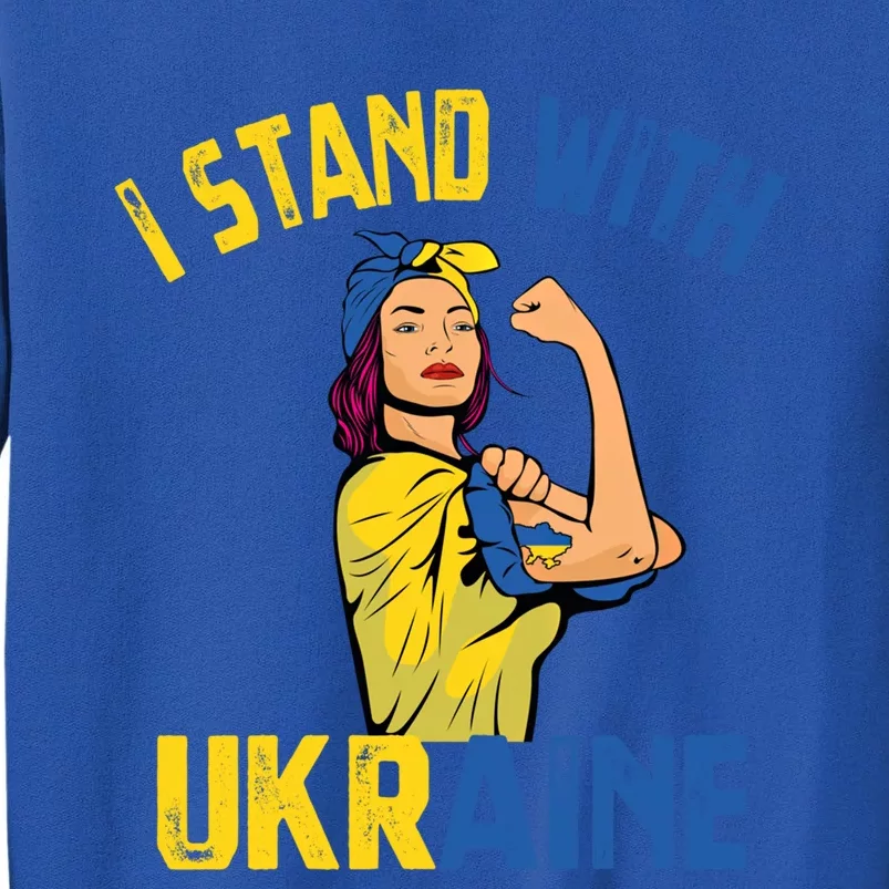 Wo I Stand With Ukrain Support Ukraine Flag Gift Tall Sweatshirt