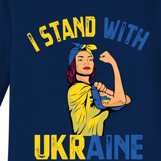 Wo I Stand With Ukrain Support Ukraine Flag Gift Baby Long Sleeve Bodysuit