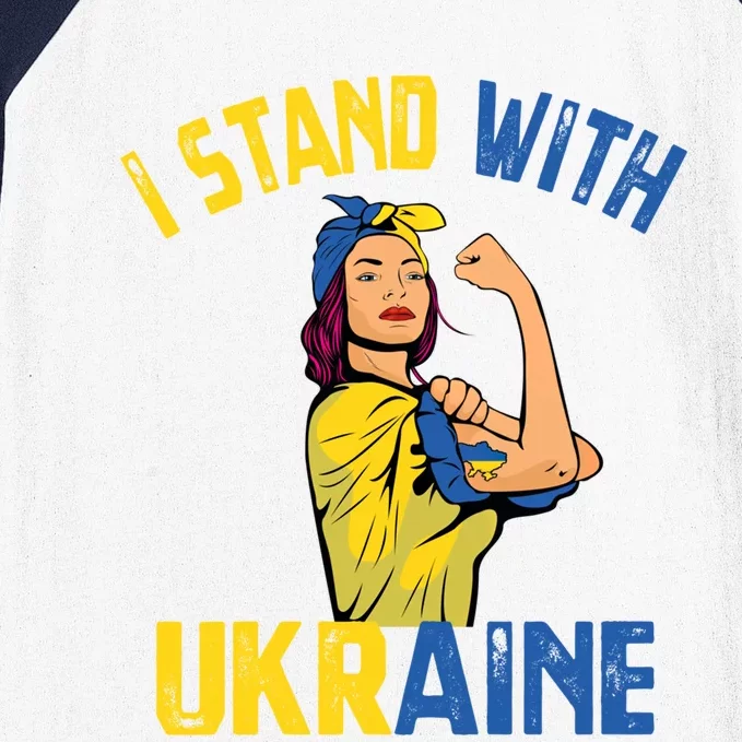 Wo I Stand With Ukrain Support Ukraine Flag Gift Baseball Sleeve Shirt