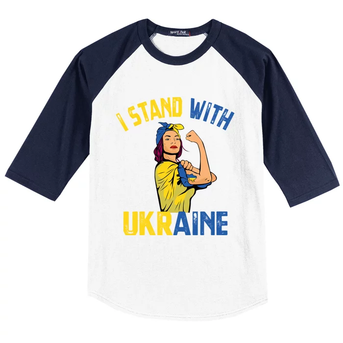 Wo I Stand With Ukrain Support Ukraine Flag Gift Baseball Sleeve Shirt