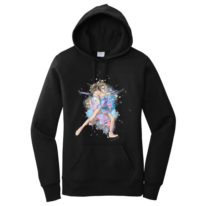 Watercolor Ice Skater Girl | Ice Skating Women's Pullover Hoodie