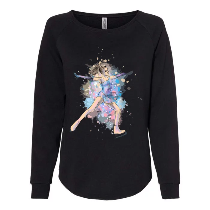 Watercolor Ice Skater Girl | Ice Skating Womens California Wash Sweatshirt