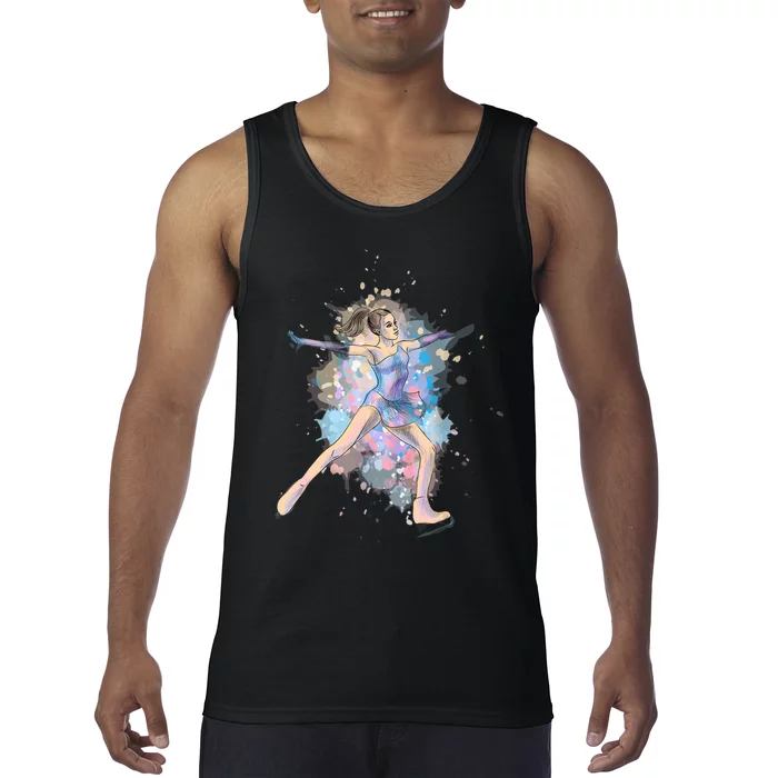 Watercolor Ice Skater Girl | Ice Skating Tank Top