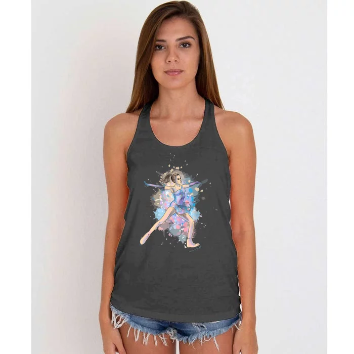 Watercolor Ice Skater Girl | Ice Skating Women's Knotted Racerback Tank