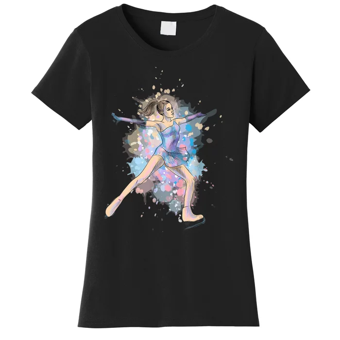 Watercolor Ice Skater Girl | Ice Skating Women's T-Shirt