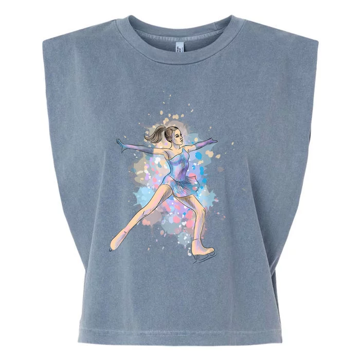 Watercolor Ice Skater Girl | Ice Skating Garment-Dyed Women's Muscle Tee