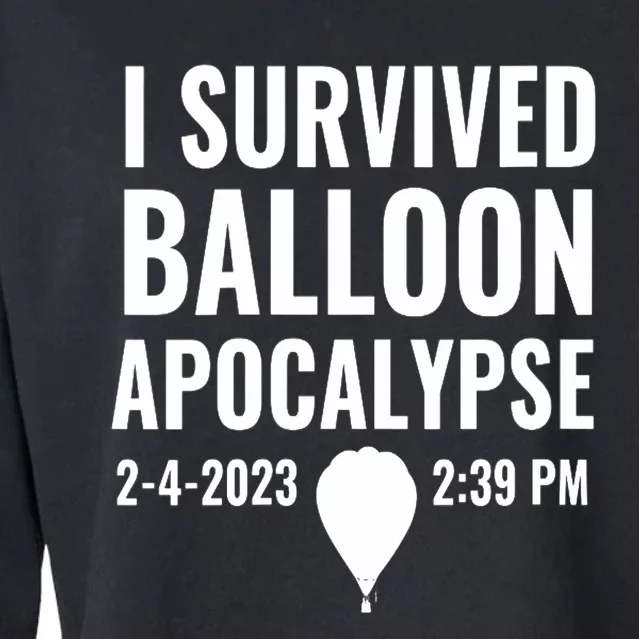 Wo I Survived Balloon Apocalypse Funny Chinese Spy Surveillance V-Neck Cropped Pullover Crew