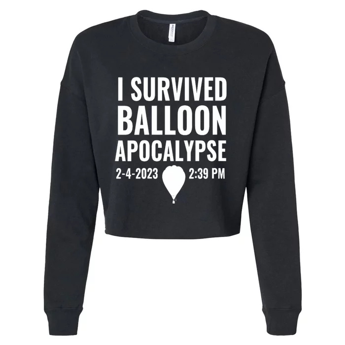 Wo I Survived Balloon Apocalypse Funny Chinese Spy Surveillance V-Neck Cropped Pullover Crew