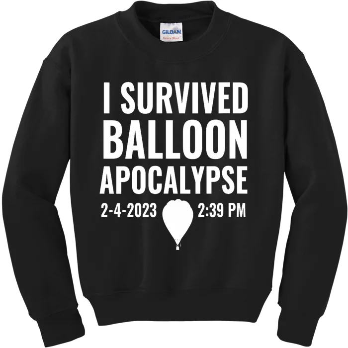 Wo I Survived Balloon Apocalypse Funny Chinese Spy Surveillance V-Neck Kids Sweatshirt