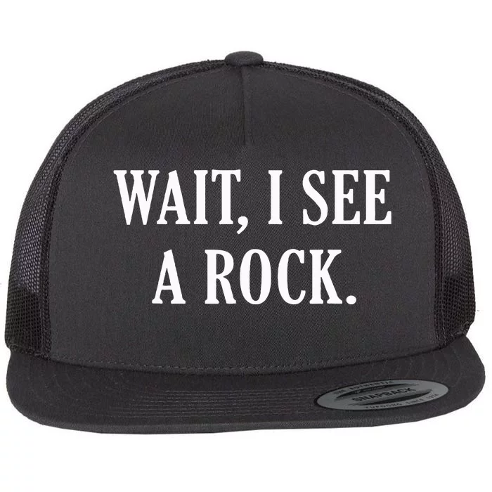 Wait I See A Rock Funny Geology Lover Flat Bill Trucker Hat