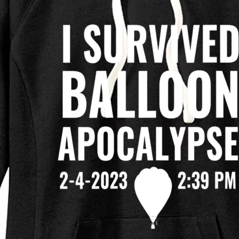 Womens I Survived Balloon Apocalypse Funny Chinese Spy Surveillance Women's Fleece Hoodie