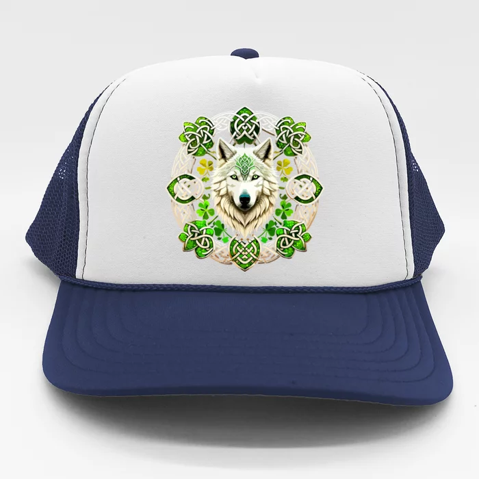 Wolf In Shamrock Circle St Patricks Day Trucker Hat