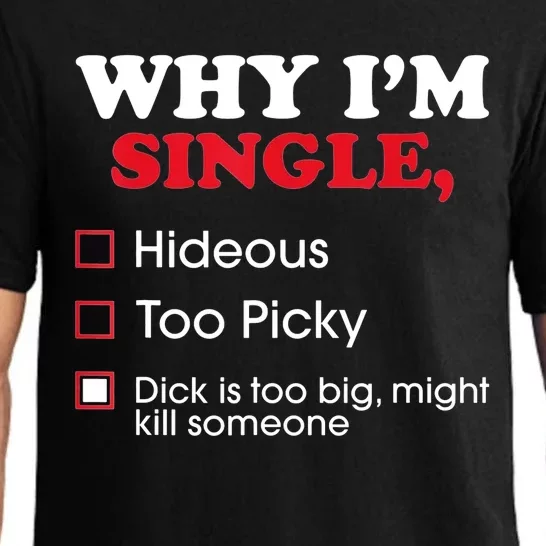 Why Im Single Dick Is Too Big Funny Gift For Singles Pajama Set