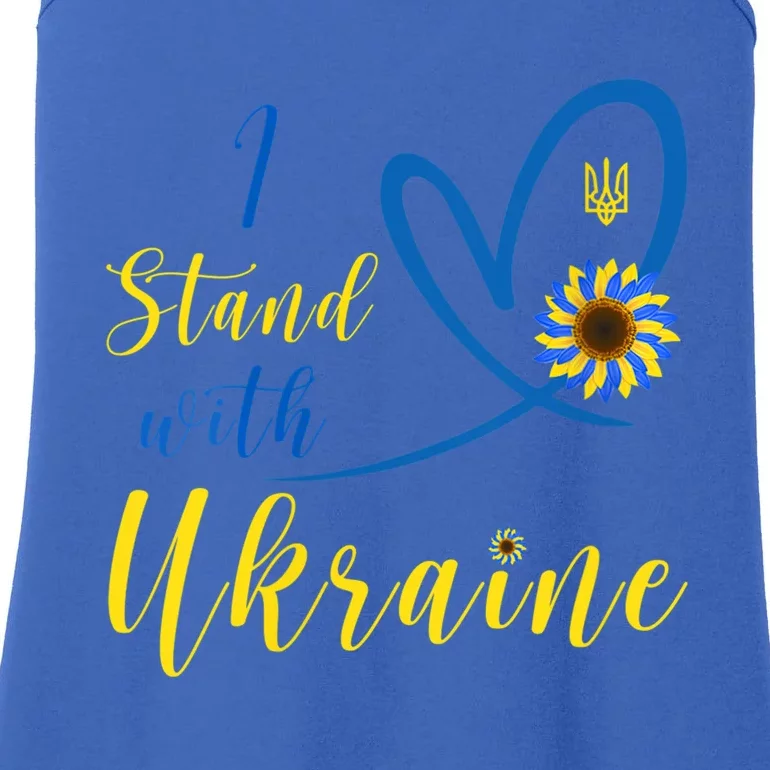 Wo I Stand With Ukraine Heart Sunflower Flag Symbol Gift Ladies Essential Tank