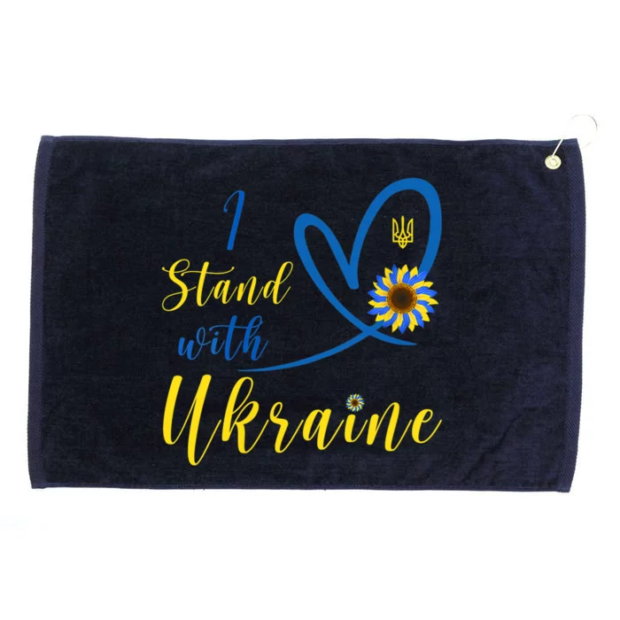 Wo I Stand With Ukraine Heart Sunflower Flag Symbol Gift Grommeted Golf Towel