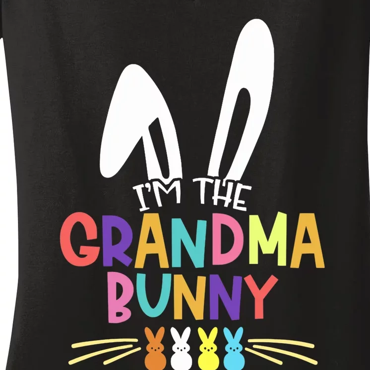 Wo I'm The Grandma Bunny Matching Family Easter Party Outfit V-Neck Women's V-Neck T-Shirt