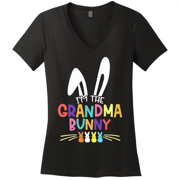 Wo I'm The Grandma Bunny Matching Family Easter Party Outfit V-Neck Women's V-Neck T-Shirt