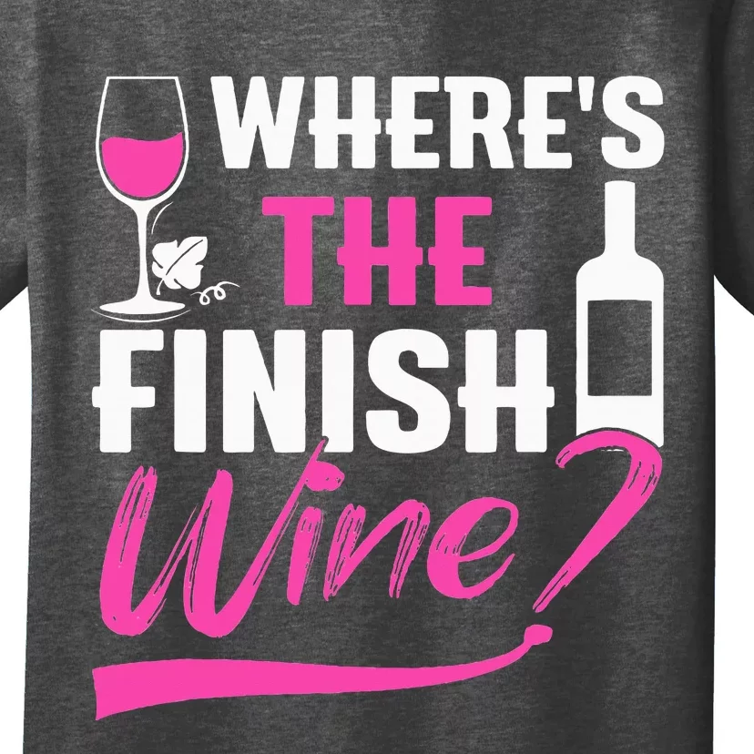 Where Is The Finish Wine Funny Runner Marathon T-Shirt