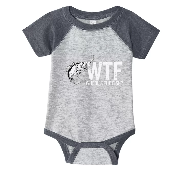 Where Is The Fish WTF Funny Fishing Anglers Fisherman Infant Baby Jersey Bodysuit