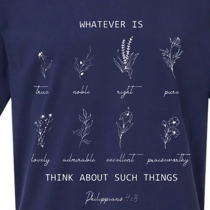 Whatever Is True Philippians 48 Christian Floral Bible Sueded Cloud Jersey T-Shirt