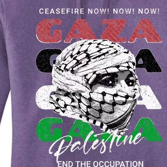 Woman In Traditional Palestinian Scarf Women's Pullover Hoodie