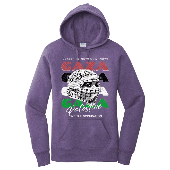 Woman In Traditional Palestinian Scarf Women's Pullover Hoodie