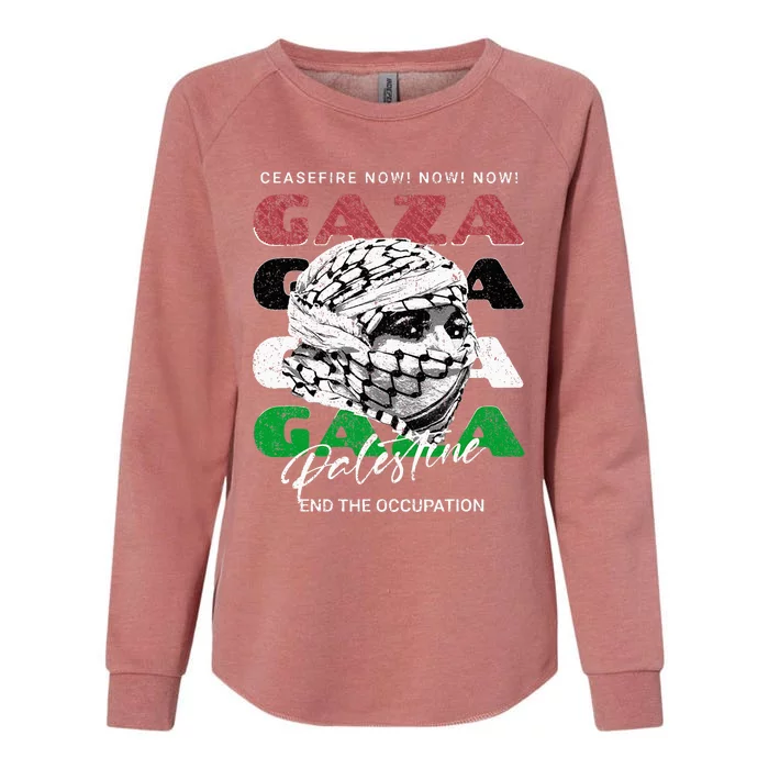 Woman In Traditional Palestinian Scarf Womens California Wash Sweatshirt