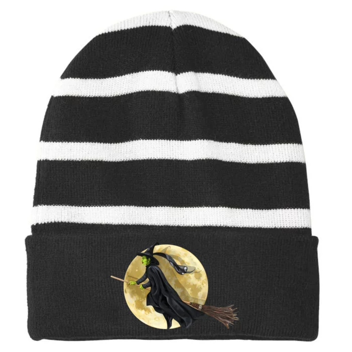 Witch and The Moon Striped Beanie with Solid Band