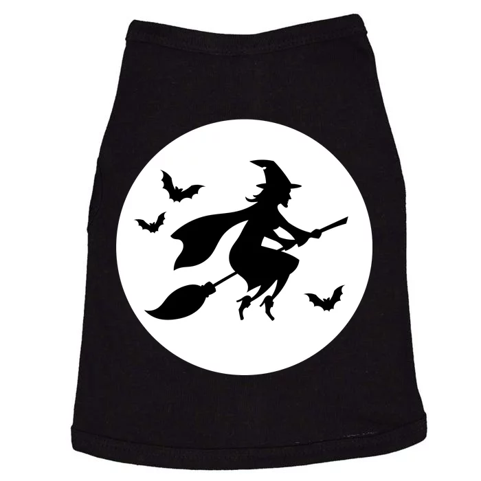 Witch Flying Over Moon Halloween Doggie Tank