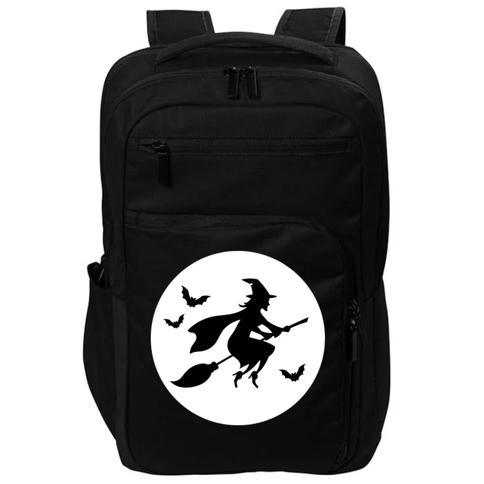 Witch Flying Over Moon Halloween Impact Tech Backpack