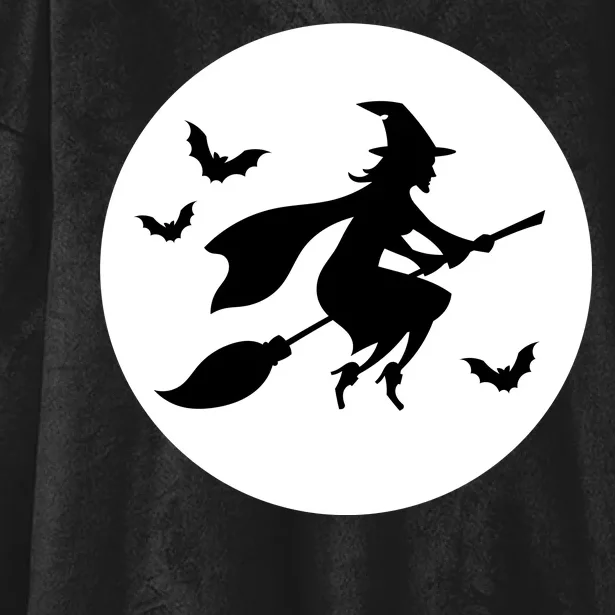 Witch Flying Over Moon Halloween Hooded Wearable Blanket