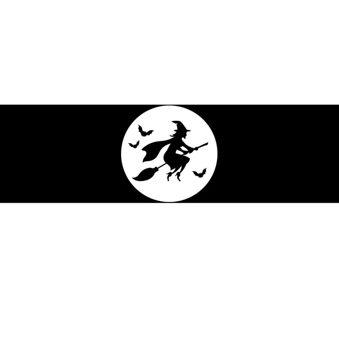 Witch Flying Over Moon Halloween Bumper Sticker