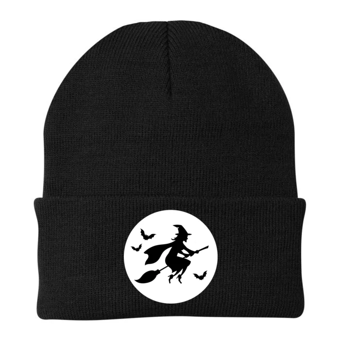 Witch Flying Over Moon Halloween Knit Cap Winter Beanie