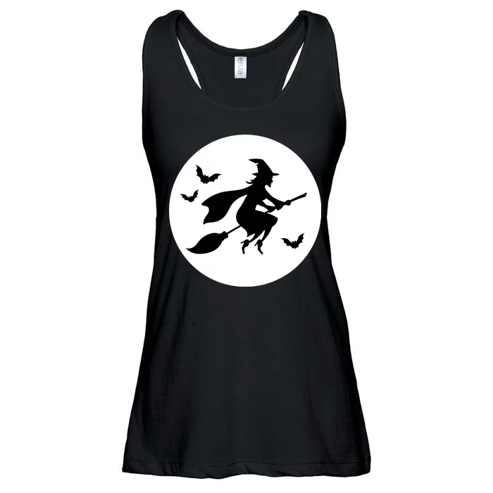 Witch Flying Over Moon Halloween Ladies Essential Flowy Tank