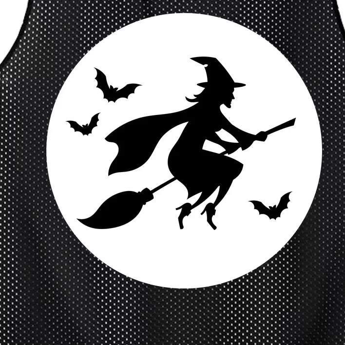 Witch Flying Over Moon Halloween Mesh Reversible Basketball Jersey Tank