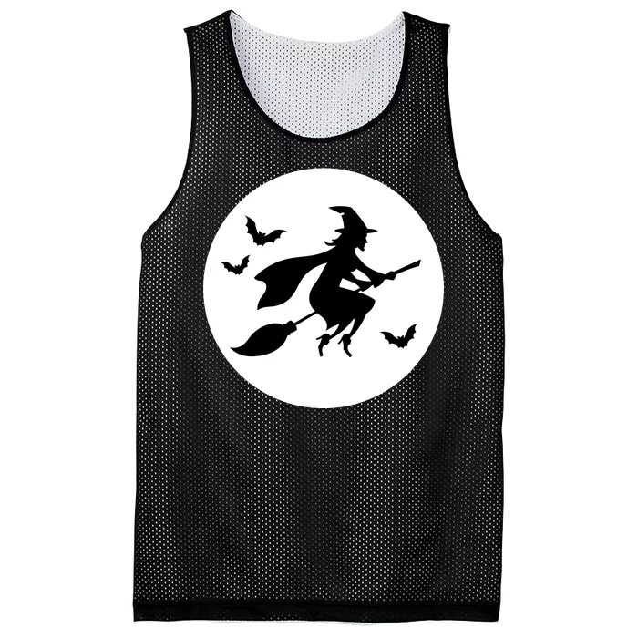 Witch Flying Over Moon Halloween Mesh Reversible Basketball Jersey Tank