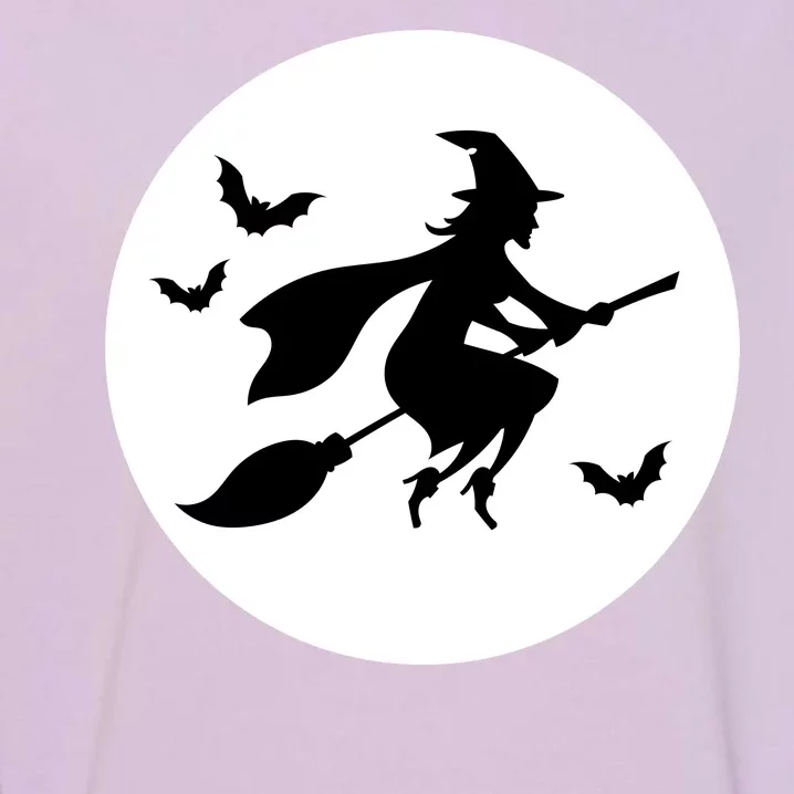 Witch Flying Over Moon Halloween Garment-Dyed Sweatshirt