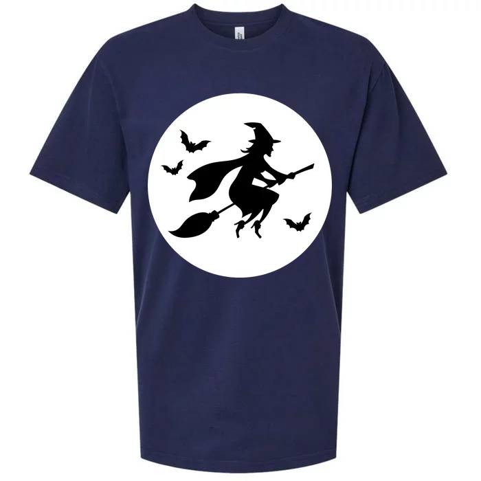 Witch Flying Over Moon Halloween Sueded Cloud Jersey T-Shirt