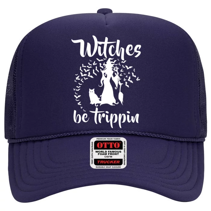 Witches Be Trippin1 High Crown Mesh Trucker Hat