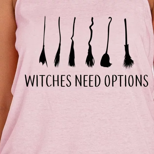 Witches Need Options Broomsticks Women's Knotted Racerback Tank