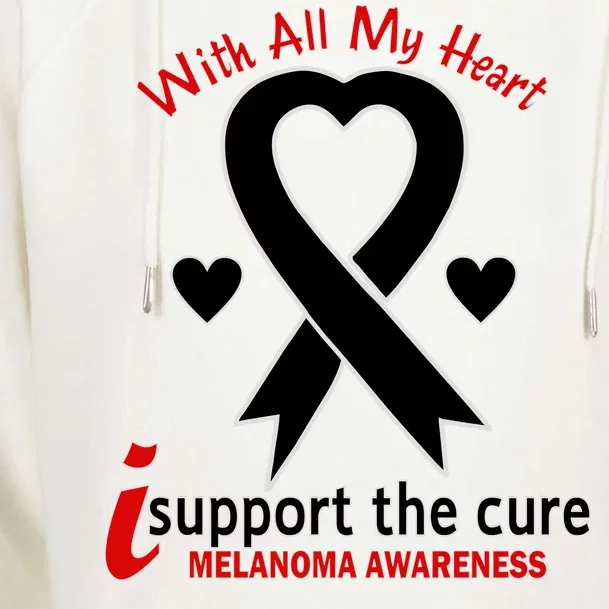 With All My Heart Melanoma Awareness Womens Funnel Neck Pullover Hood