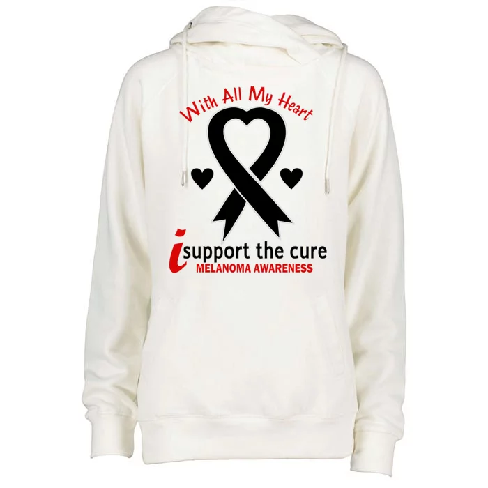 With All My Heart Melanoma Awareness Womens Funnel Neck Pullover Hood