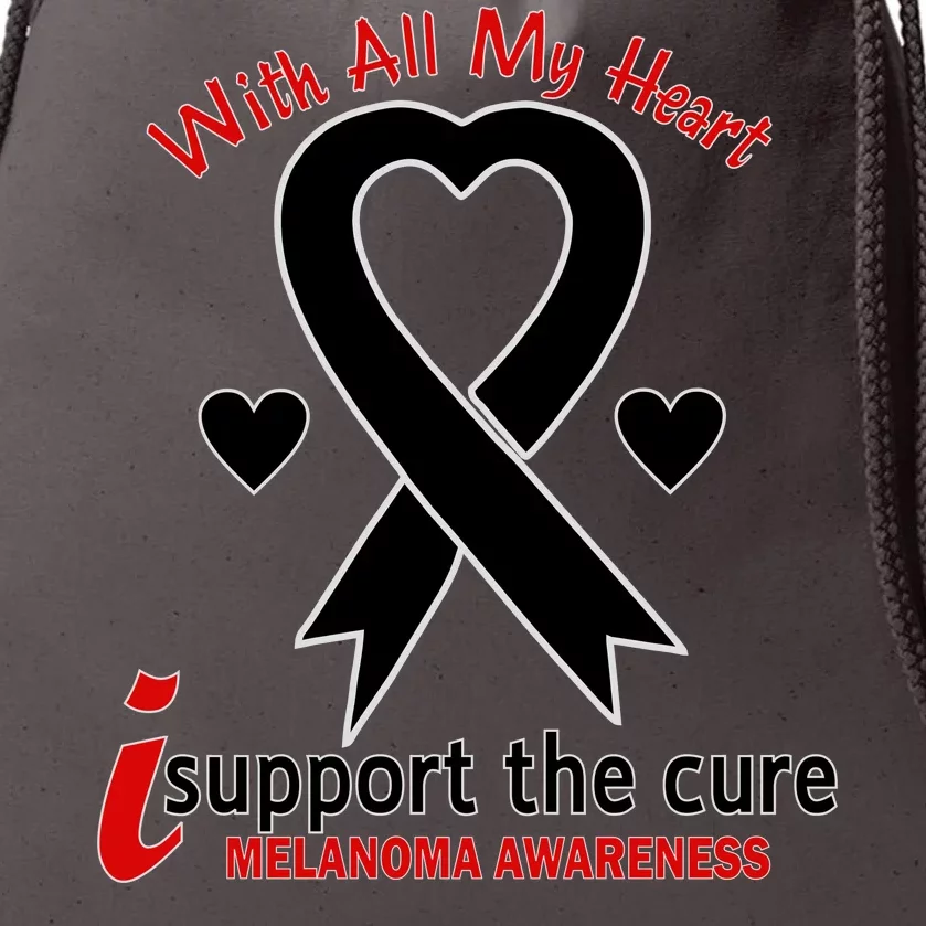 With All My Heart Melanoma Awareness Drawstring Bag