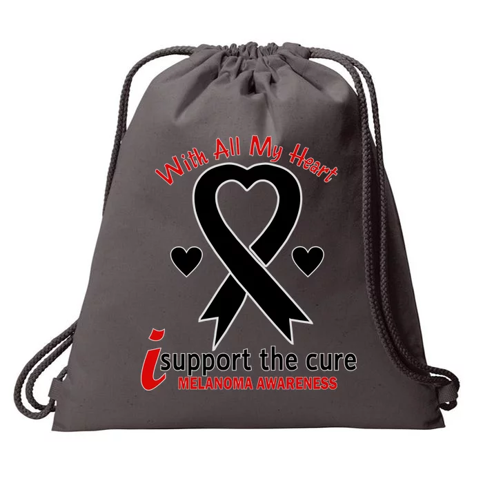 With All My Heart Melanoma Awareness Drawstring Bag